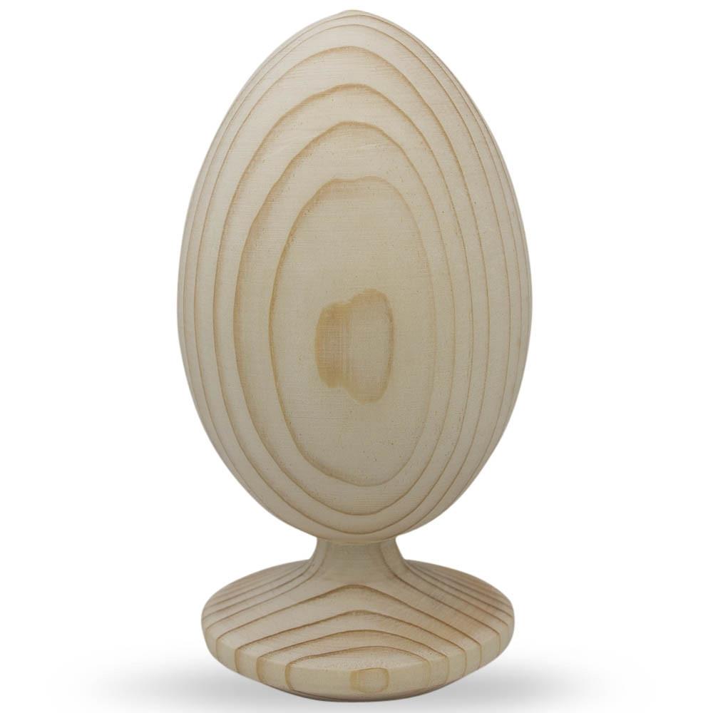 Unfinished Wooden Egg On Attached Stand 4.75 Inches Tall