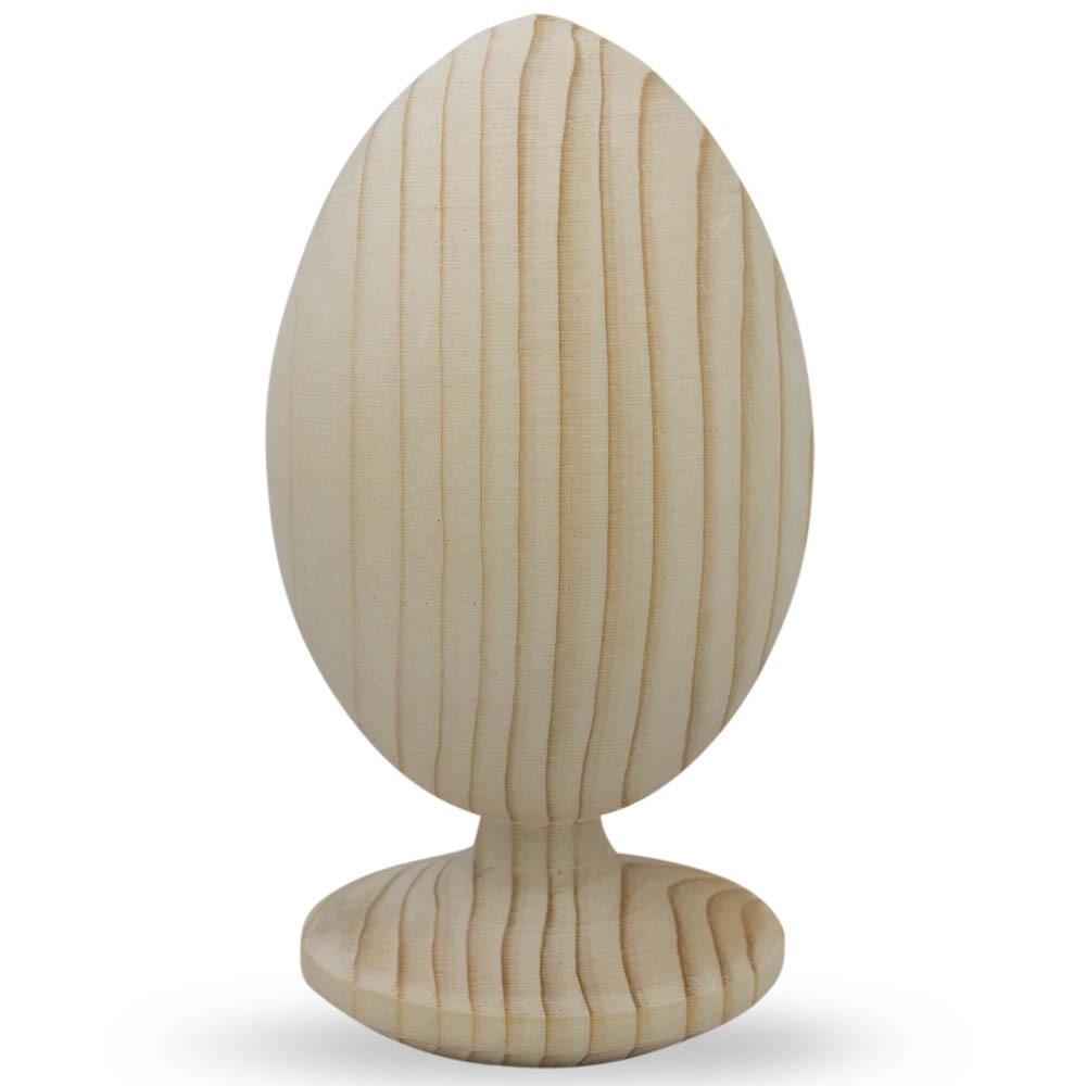 Unfinished Wooden Egg On Attached Stand 4.75 Inches Tall