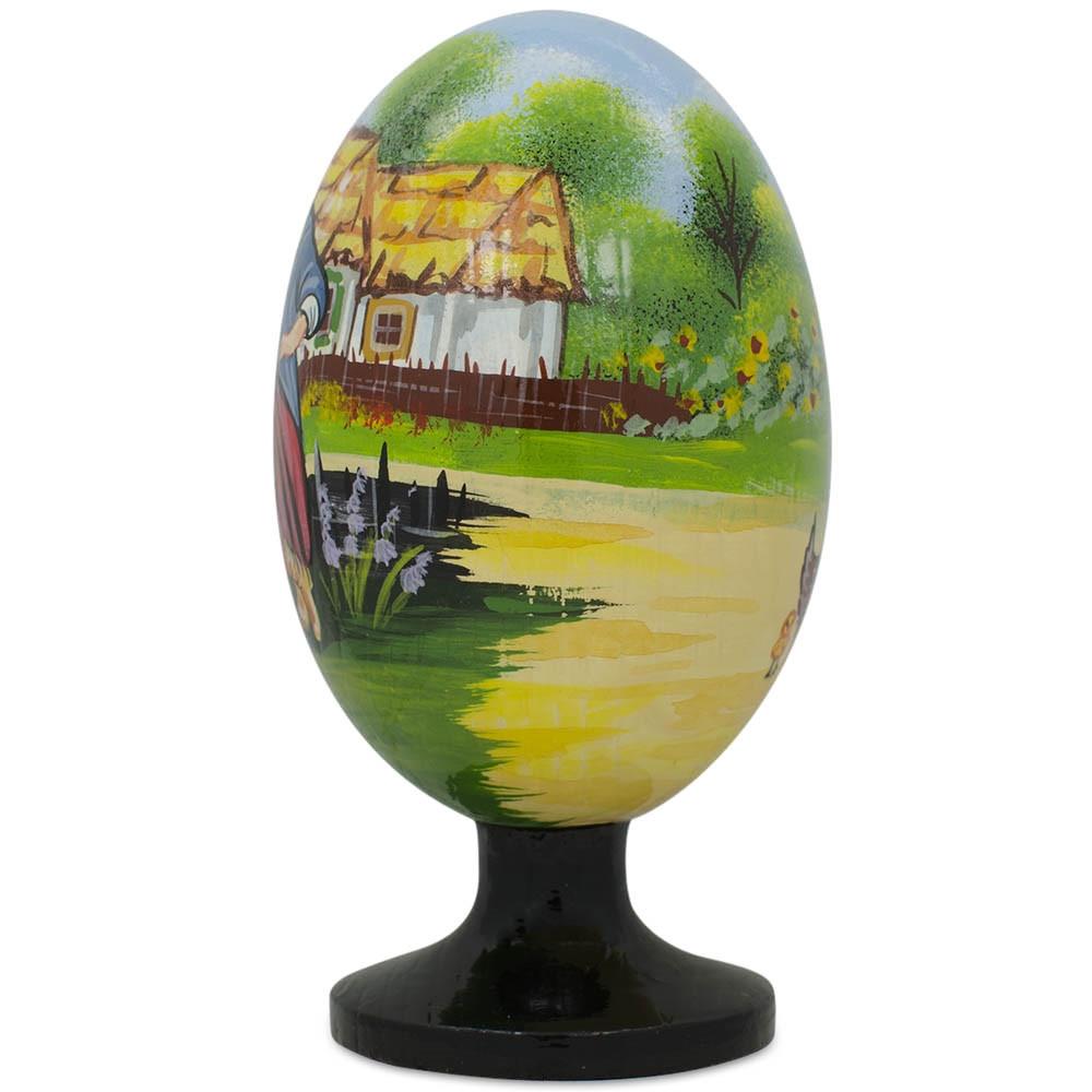 Ukrainian Couple In The Village Wooden Easter Egg Figurine 4.75 Inches