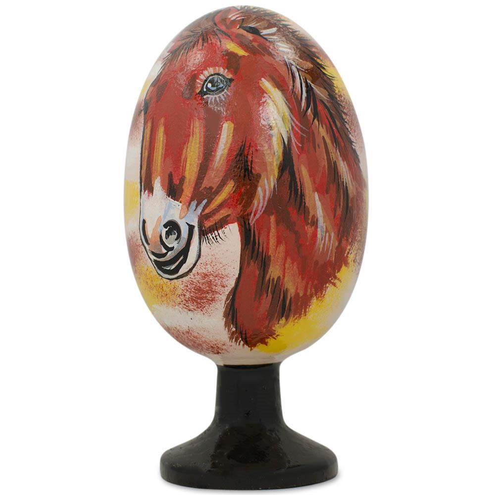 Majestic Horse Portrait Wooden Easter Egg Figurine 4.75 Inches