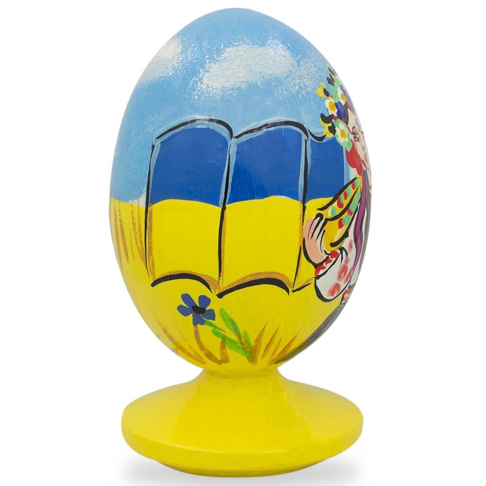 Ukrainian Girl With Flag Easter Egg Figurine