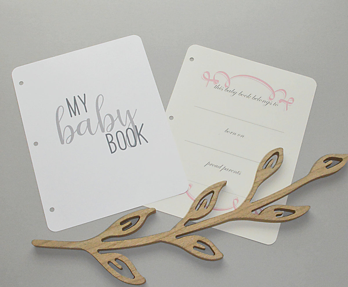 Baby Memory Book - White Linen (w/o Bow)