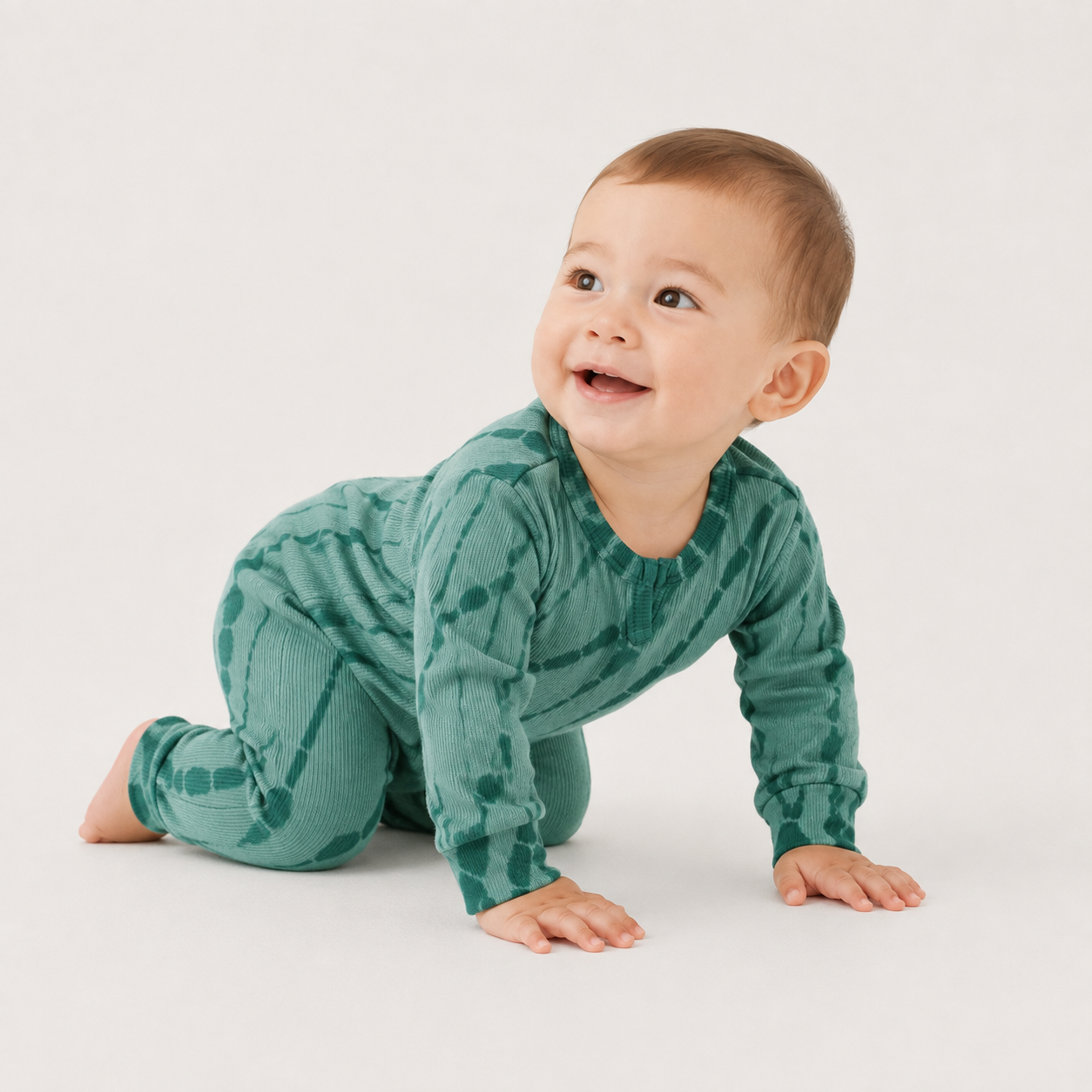 Ribbed Tie Dye Henley Romper