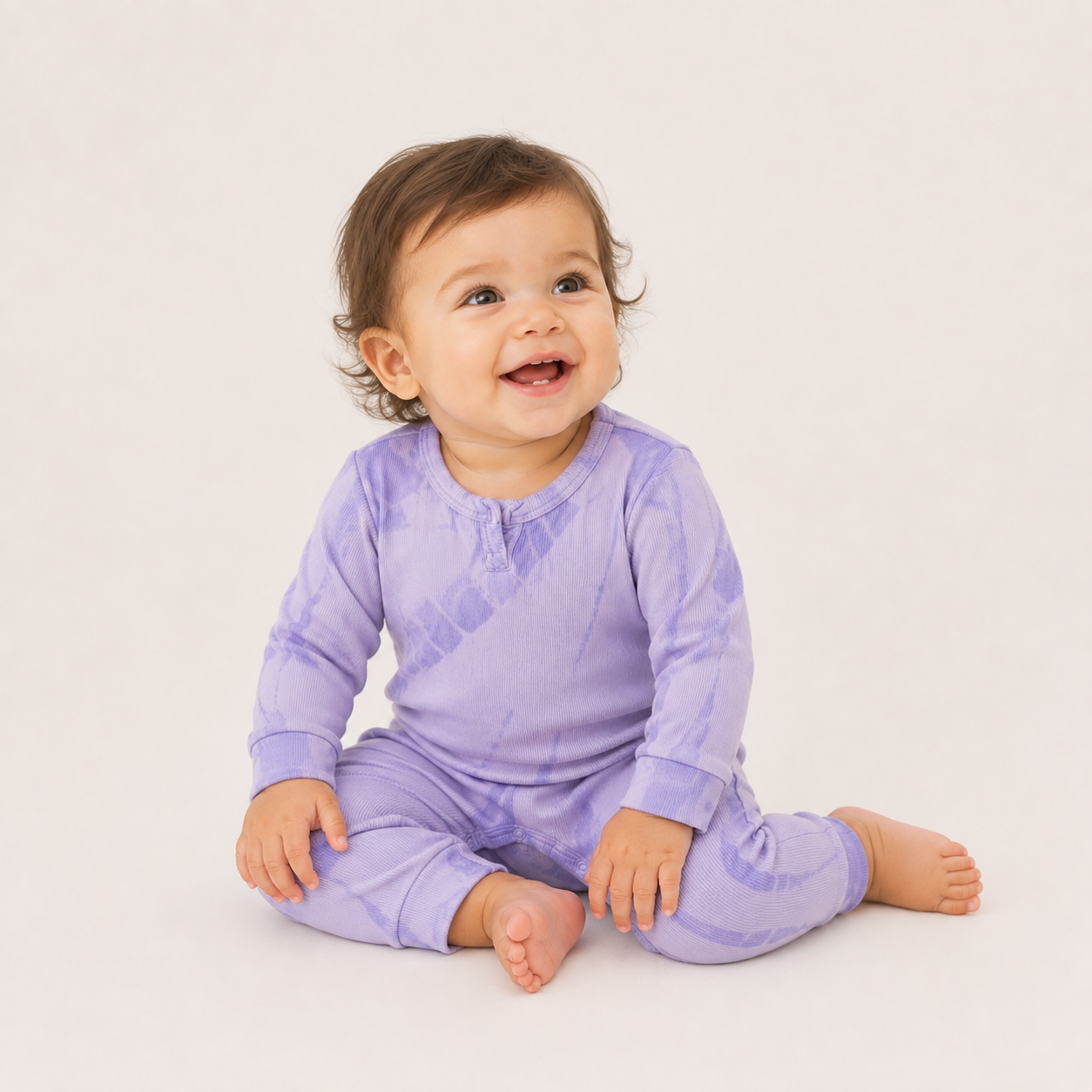 Ribbed Tie Dye Henley Romper