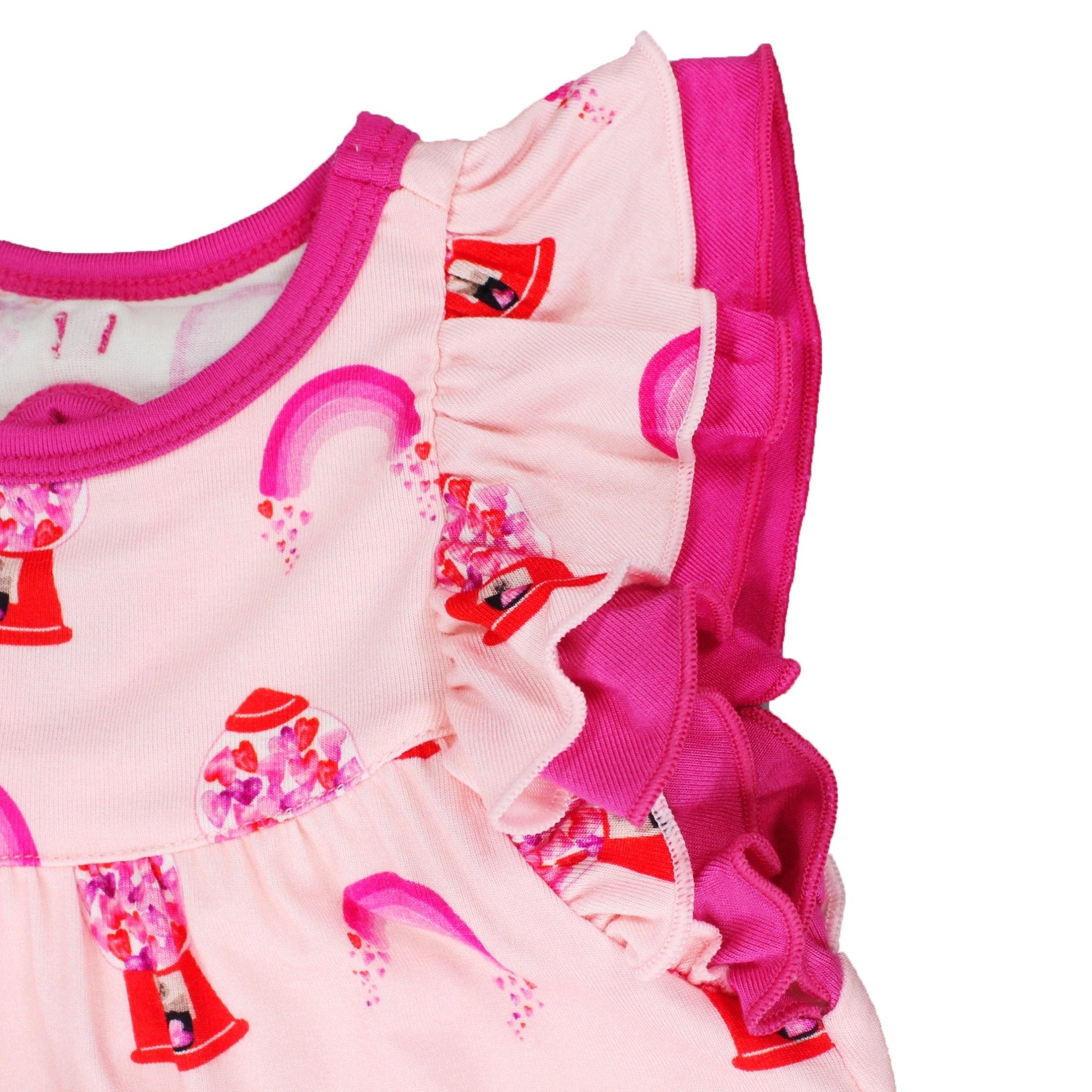 Painted Heart Gumballs Ruffle Peplum Bummie Set (3-24m)