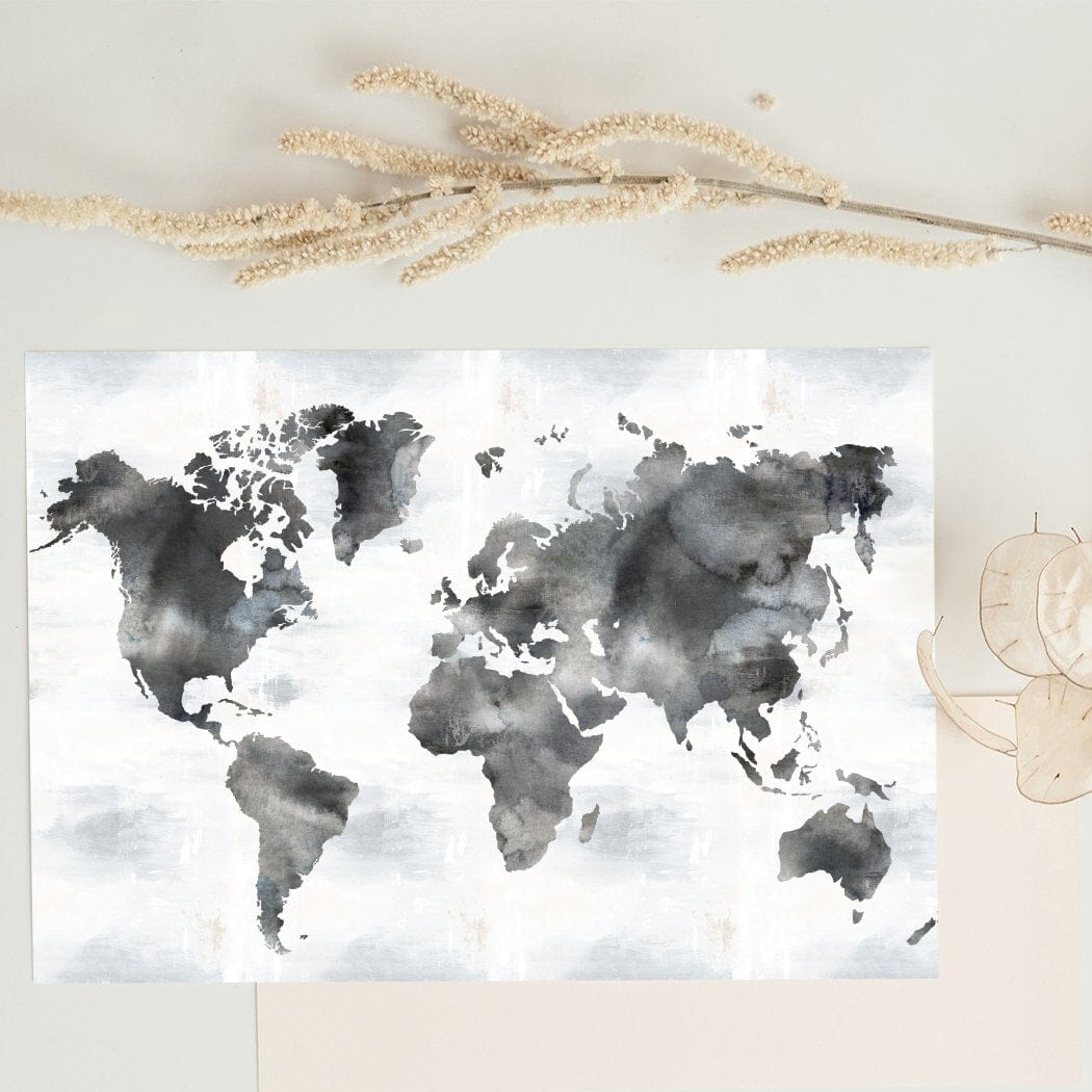 Painted World Map Wall Mural