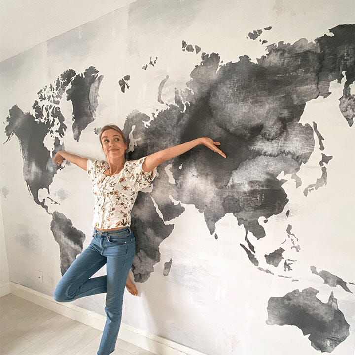 Painted World Map Wall Mural