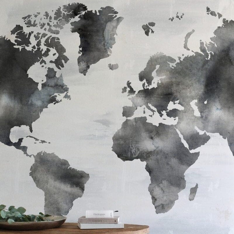 Painted World Map Wall Mural