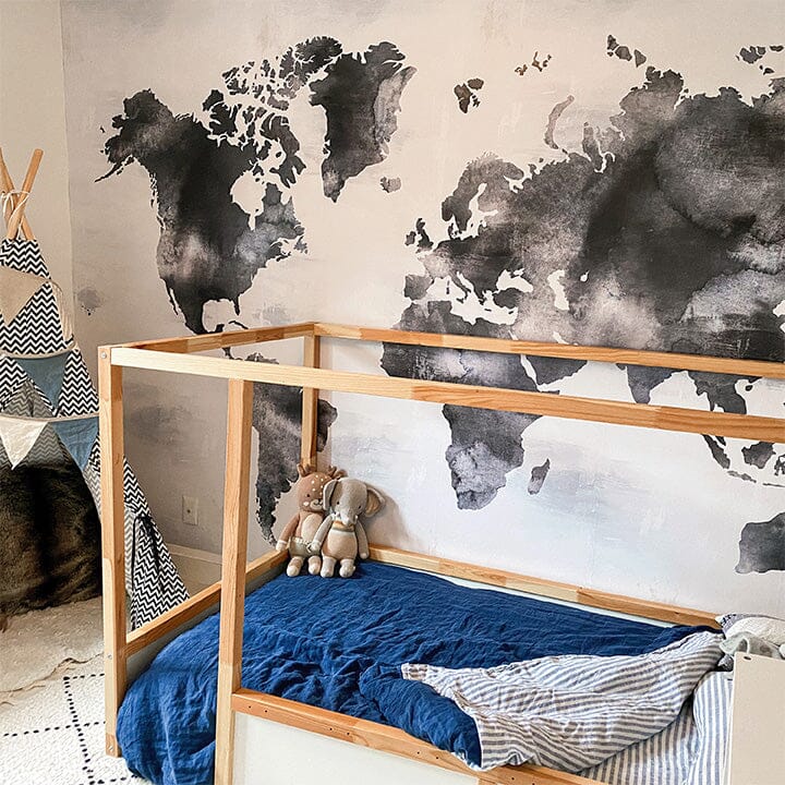 Painted World Map Wall Mural