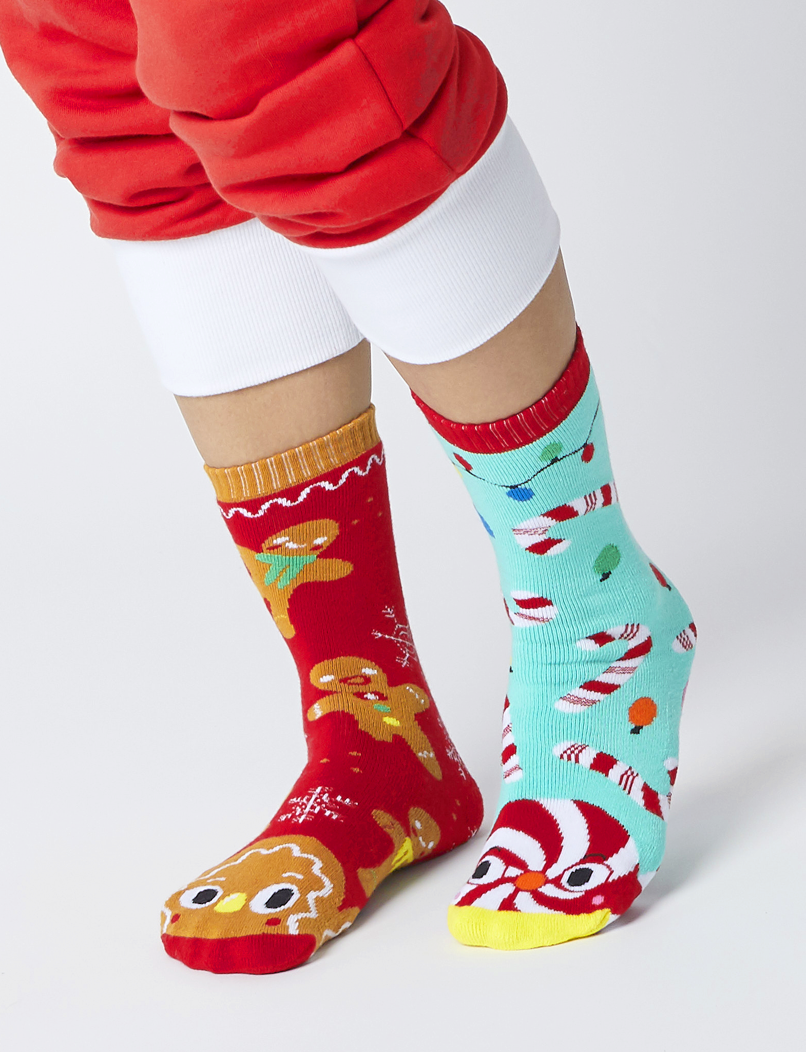 Adult Gingerbread & Candy Cane Christmas Socks