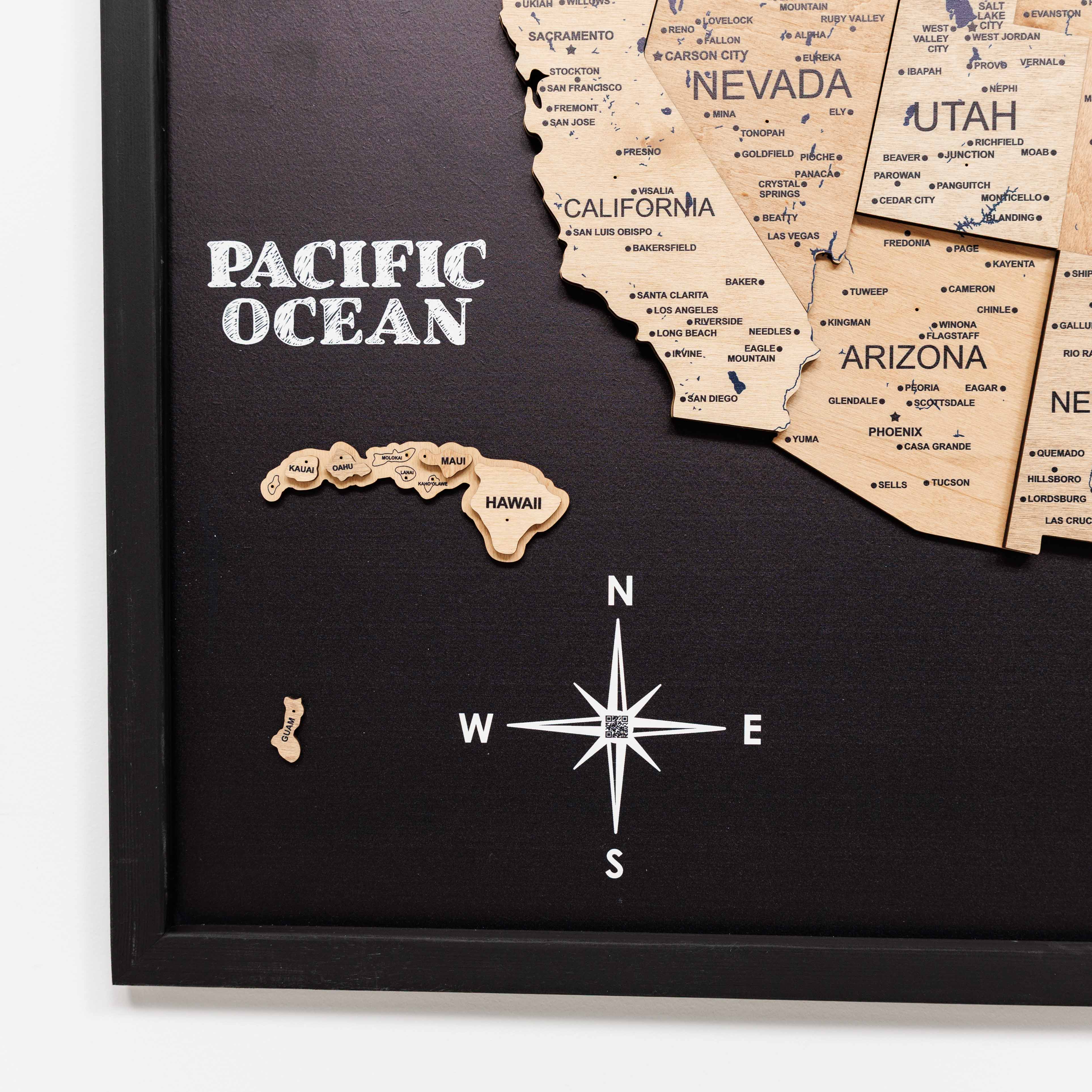 3d Wooden Usa Map On Board Gold