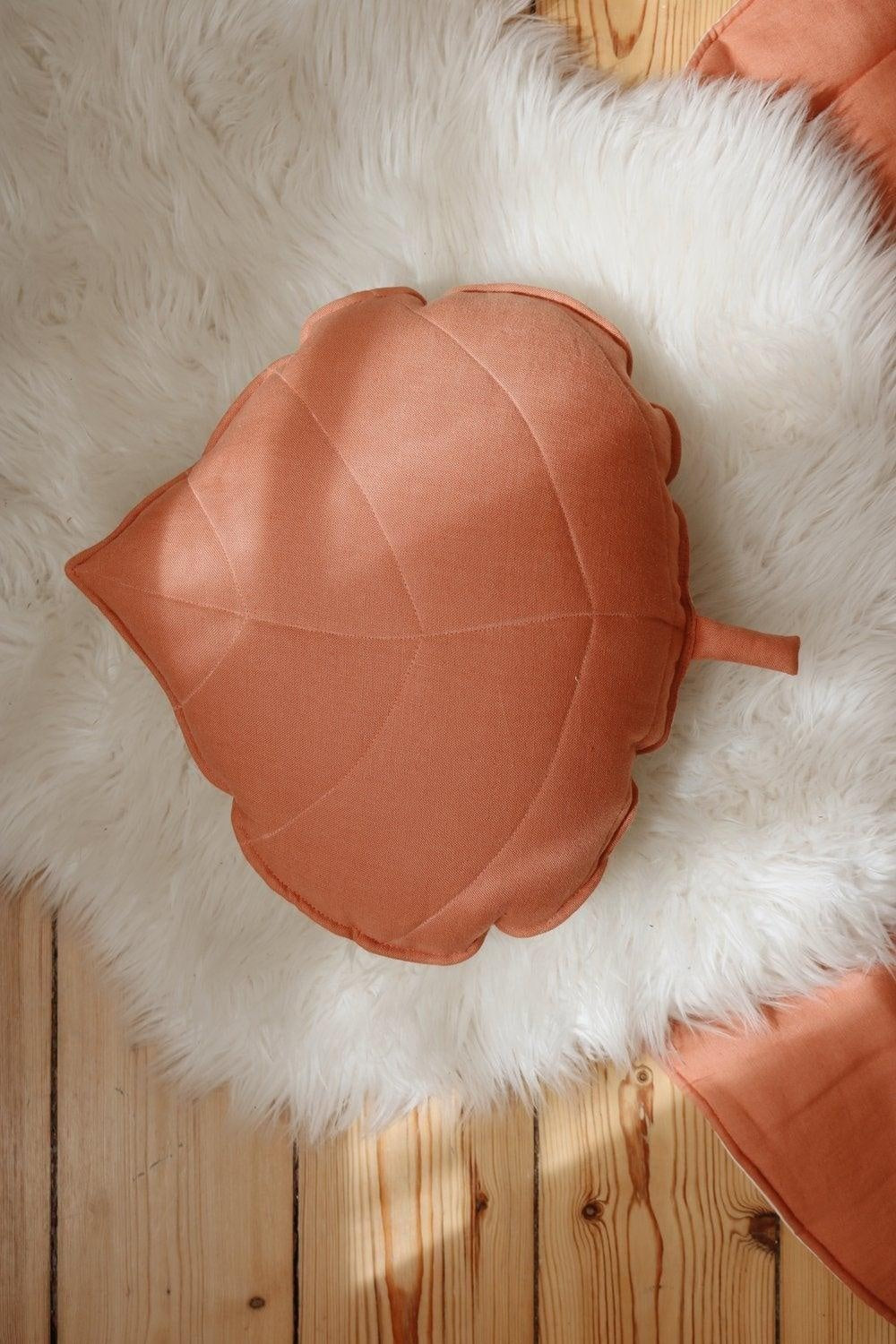 Linen Papaya Leaf Pillow