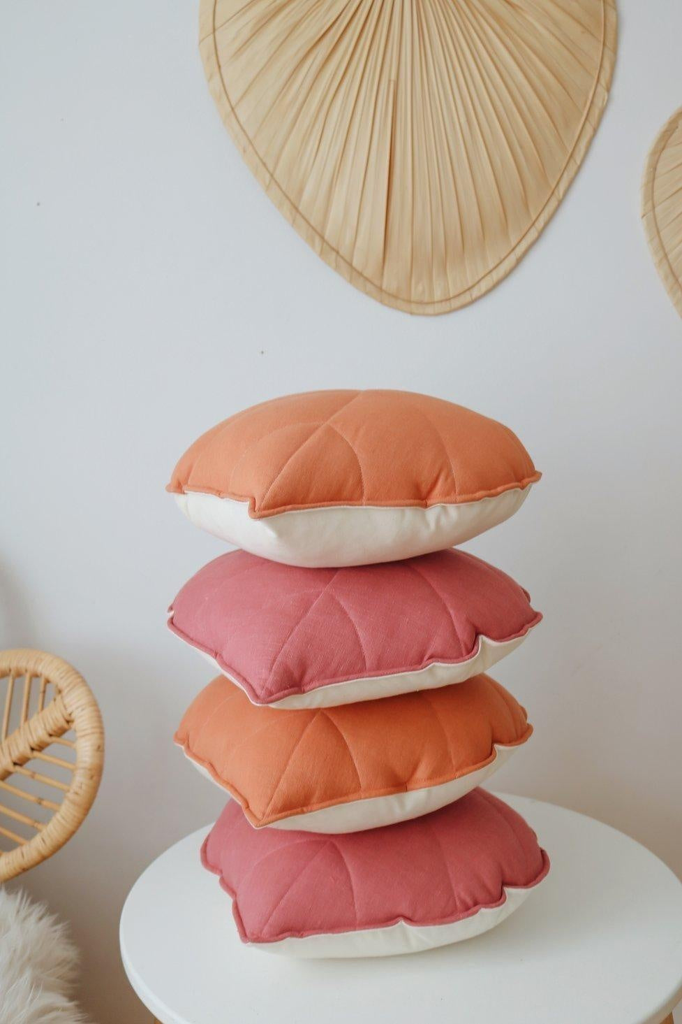 Linen Papaya Leaf Pillow