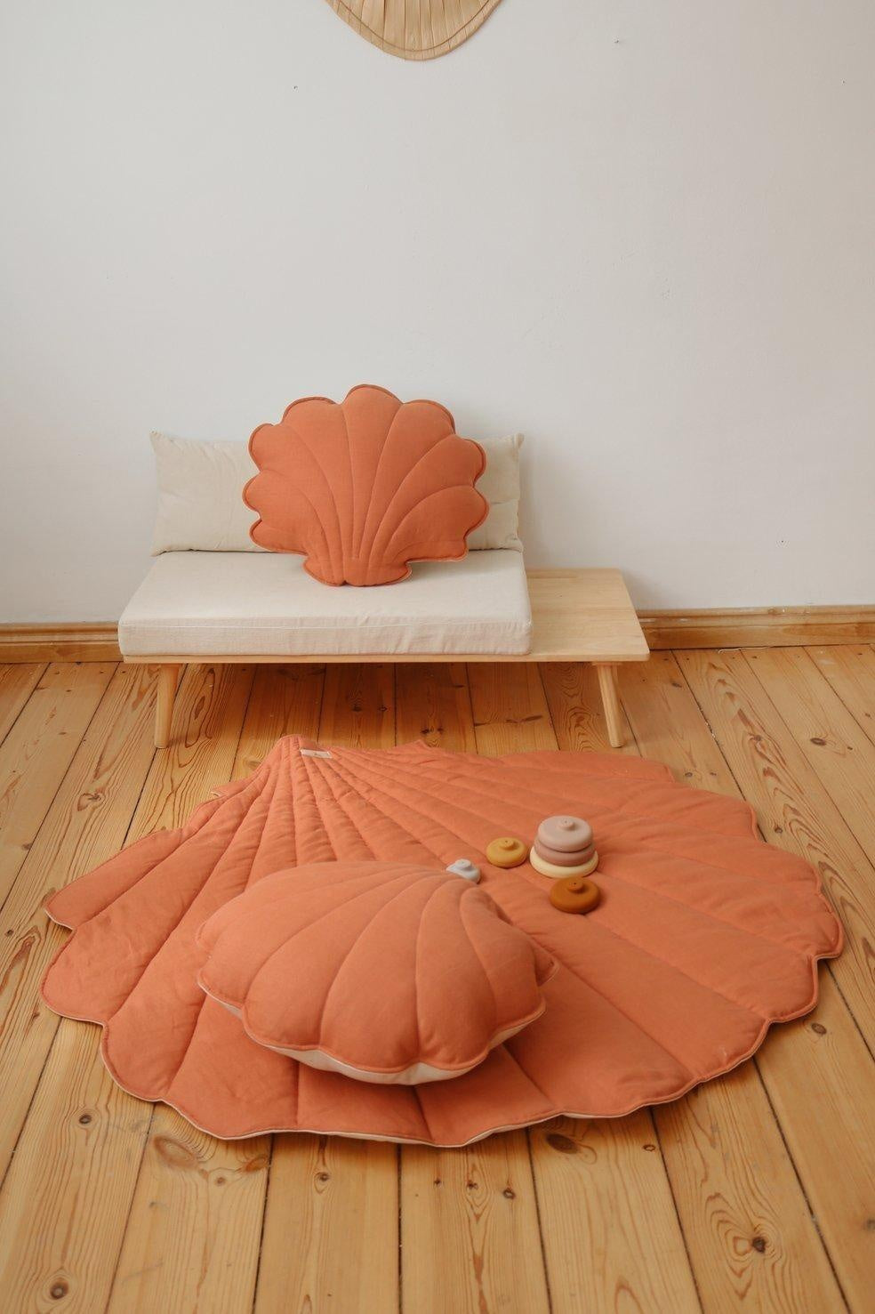 Linen Papaya Shell Pillow