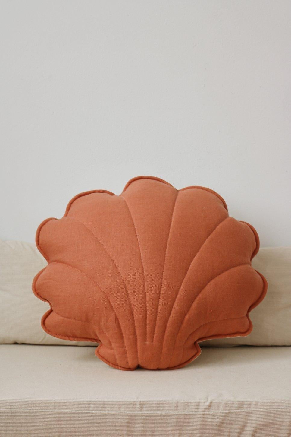 Linen Papaya Shell Pillow