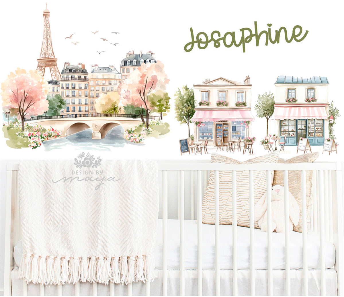 City Of Paris Decals - Fabric Nursery Wall Art Decals