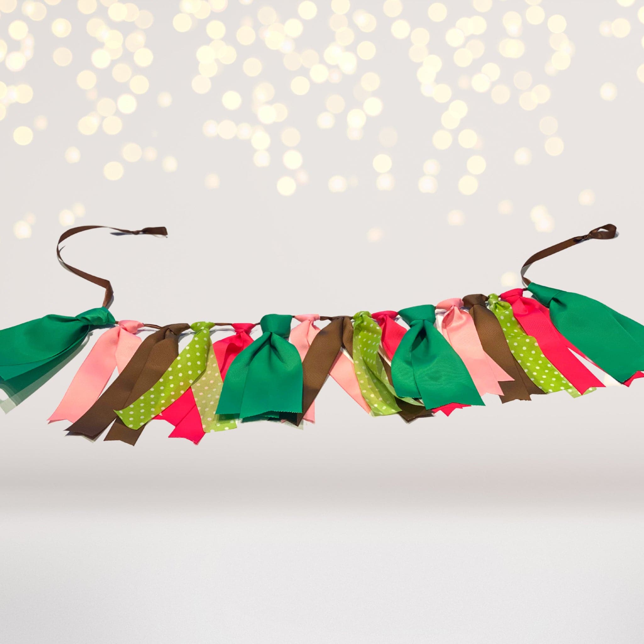 Pink, Green And Brown Handmade Ribbon Banner , High Chair Banner