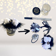 Custom Black, Silver And White Party Favor Jar