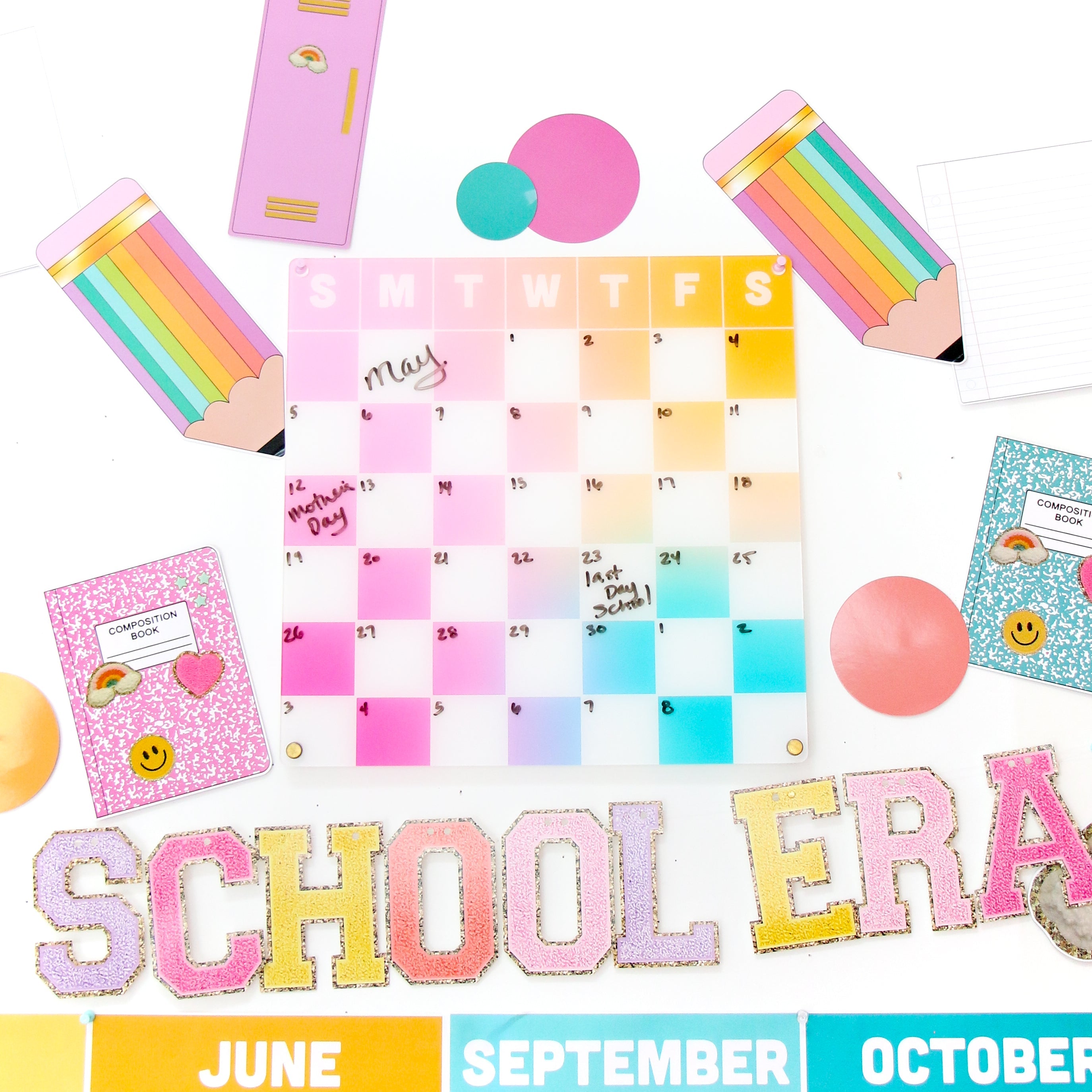 School Themed Giant Confetti - Patches, Lockers, Rainbow Pencils And More