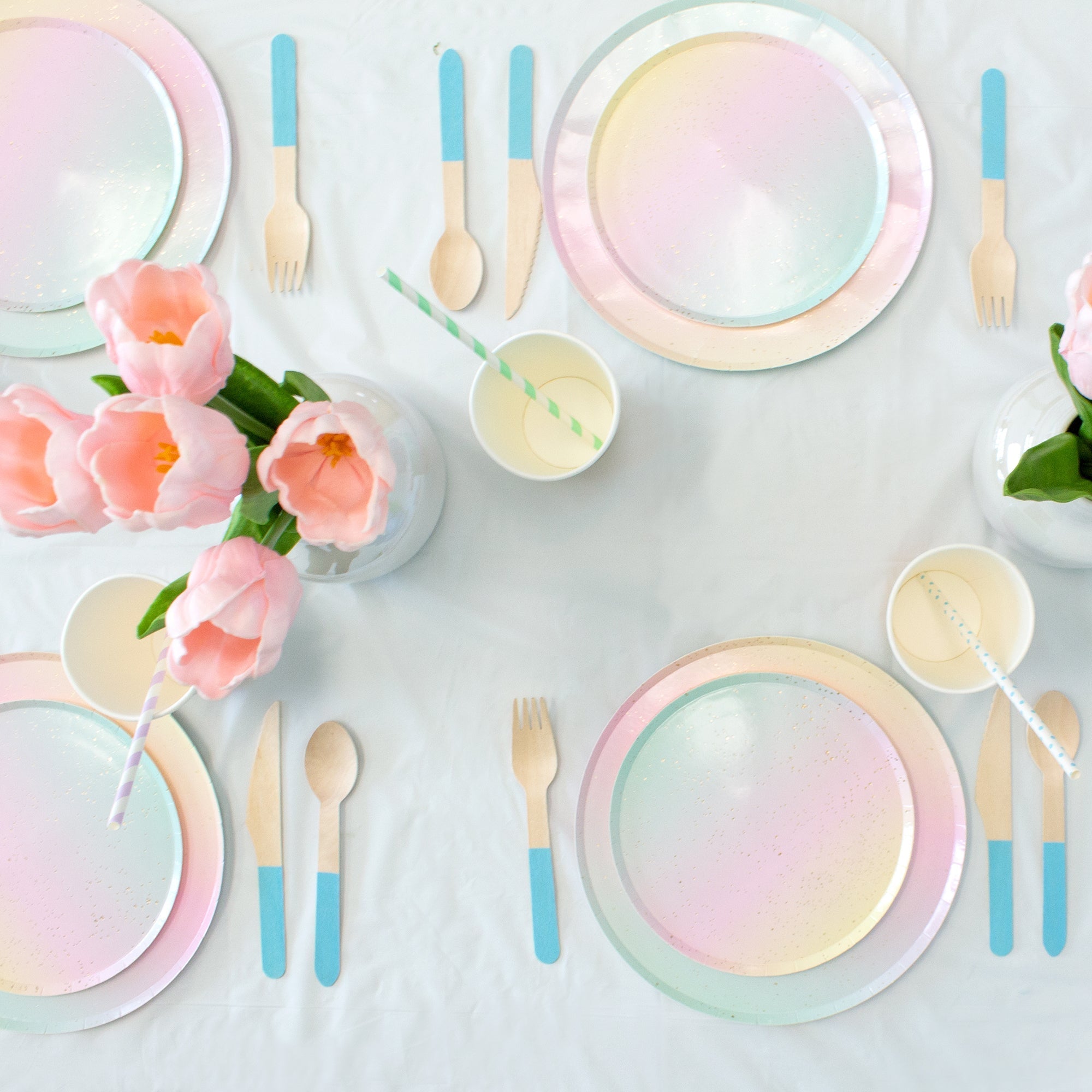 Light Blue Wooden Utensil Set – 24ct | On Sale!!