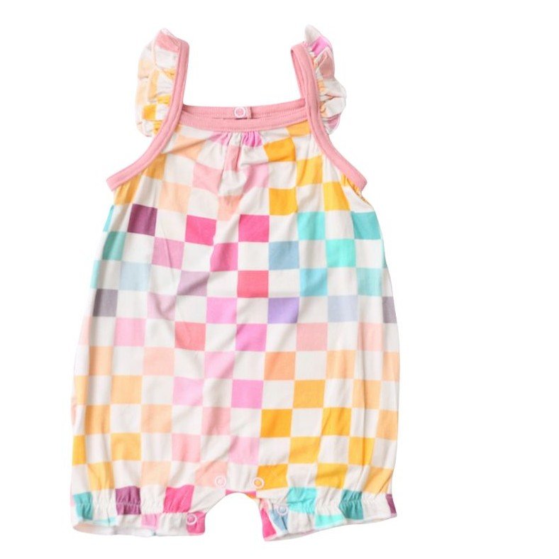 Pastel Checks Bubble Romper