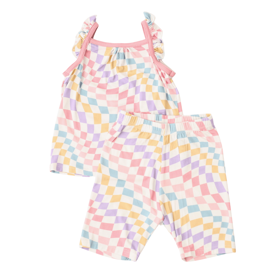 Pastel Checks Tank & Shorts