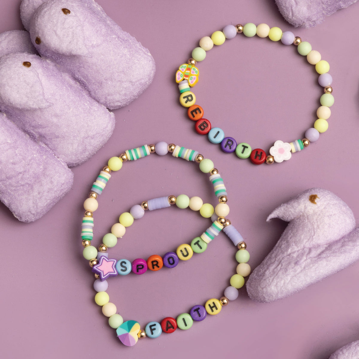 Pastel Brights Polymer Heishi And Letter Diy Bead Box