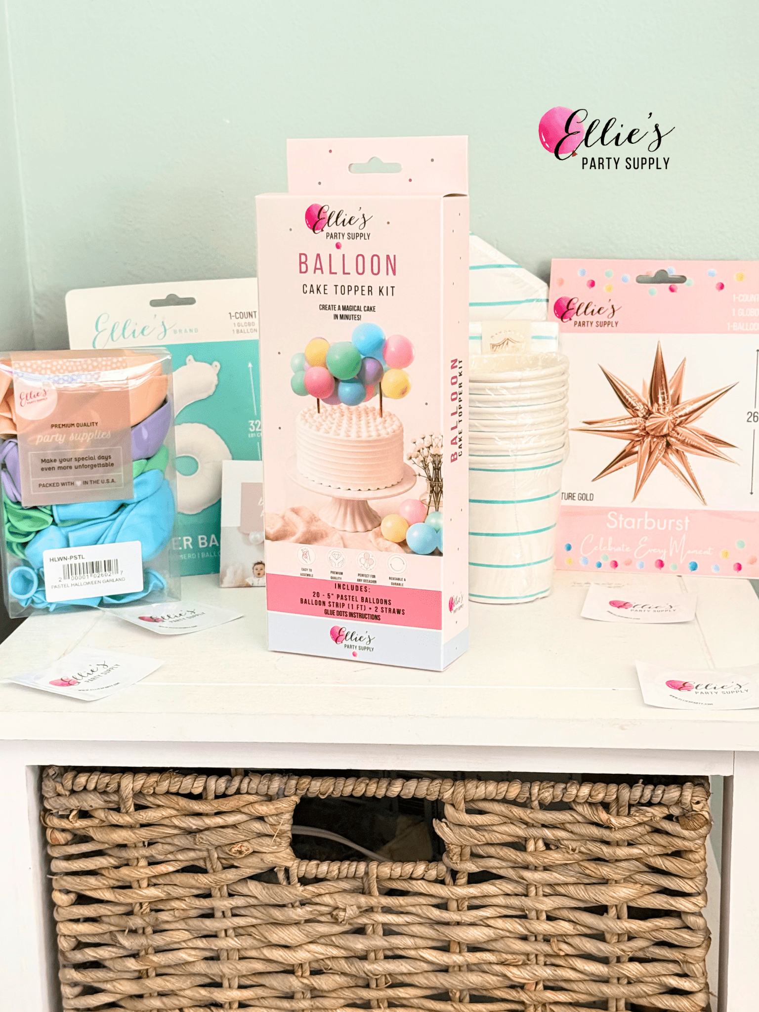Pastel Rainbow Mini Balloon Cake Topper