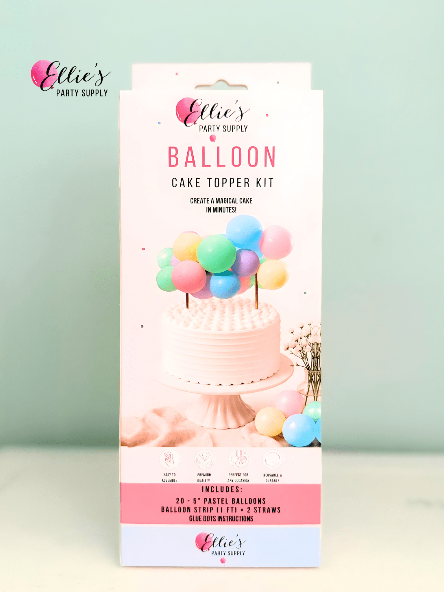 Pastel Rainbow Mini Balloon Cake Topper