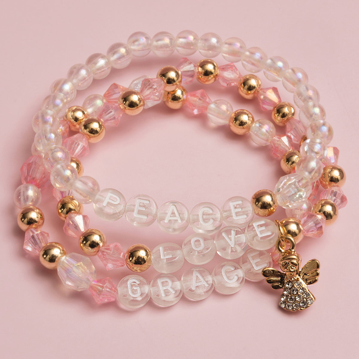 Pastel Pink Angel Charm Diy Letter Bead Jar