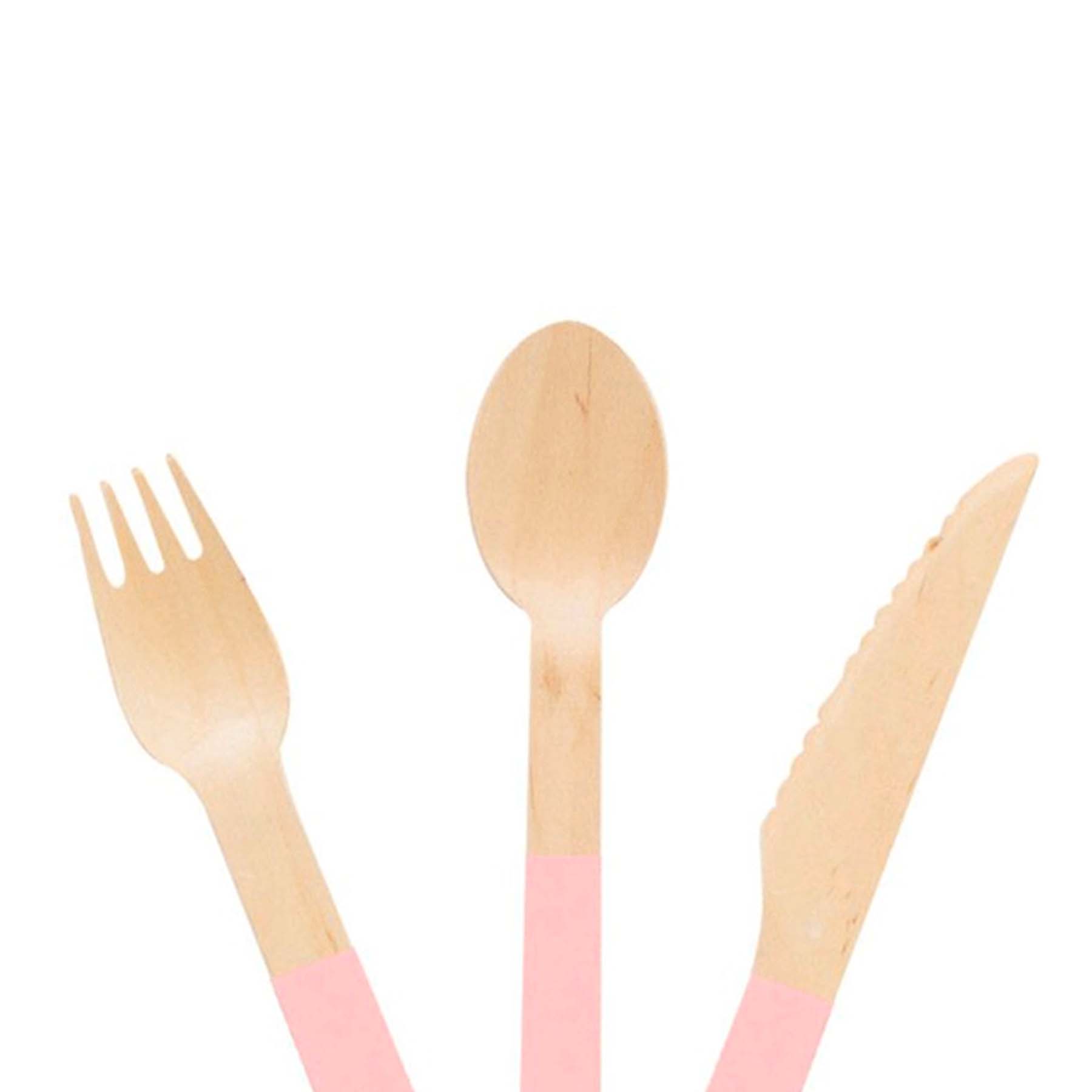 Pastel Pink Wooden Utensil Set – 24ct | On Sale!!