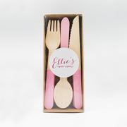 Pastel Pink Wooden Utensil Set – 24ct | On Sale!!