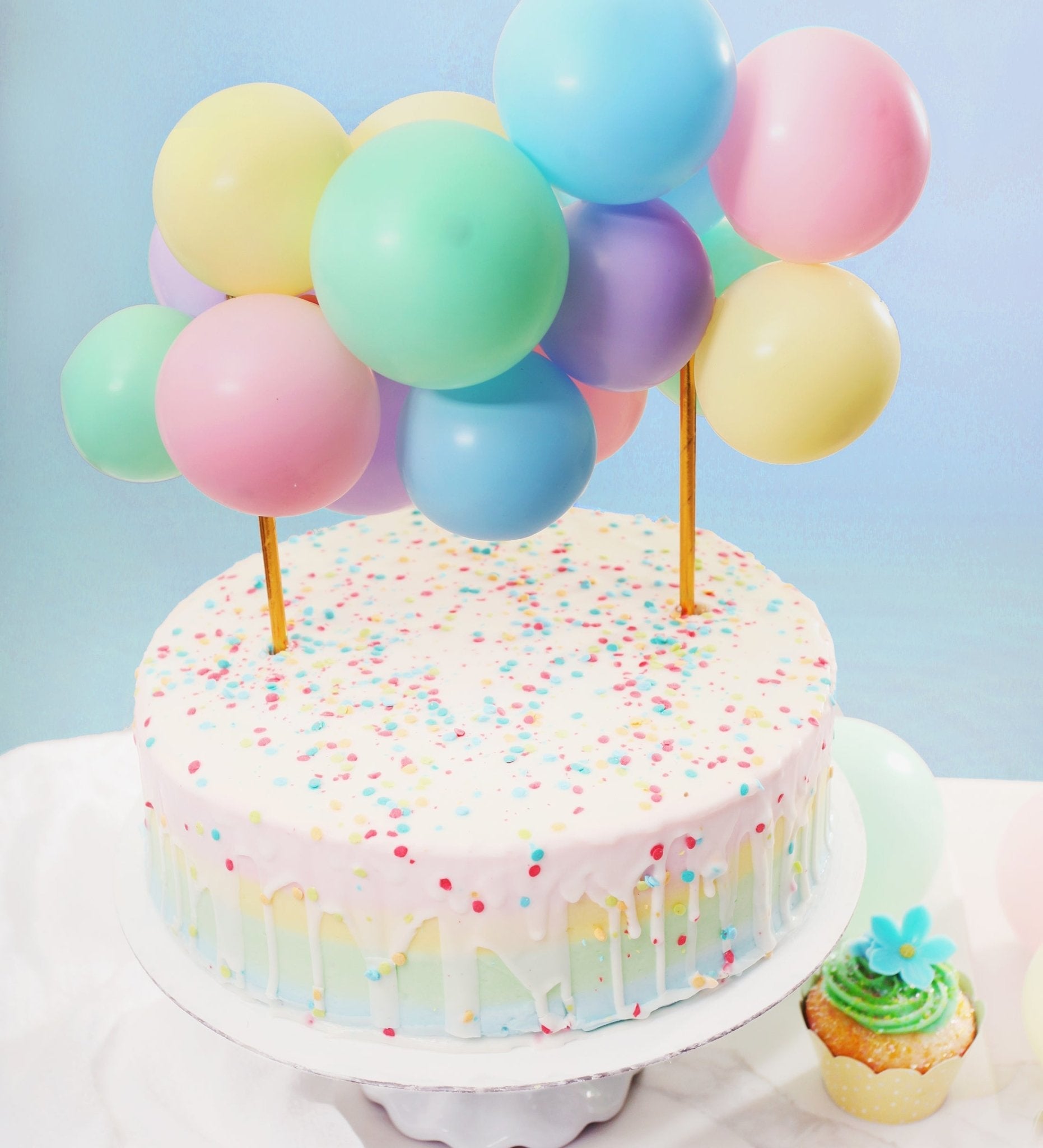 Pastel Rainbow Mini Balloon Cake Topper
