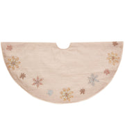 Handmade Pastel Snowflakes Linen Christmas Tree Skirt Natural 60" Arcadia Home