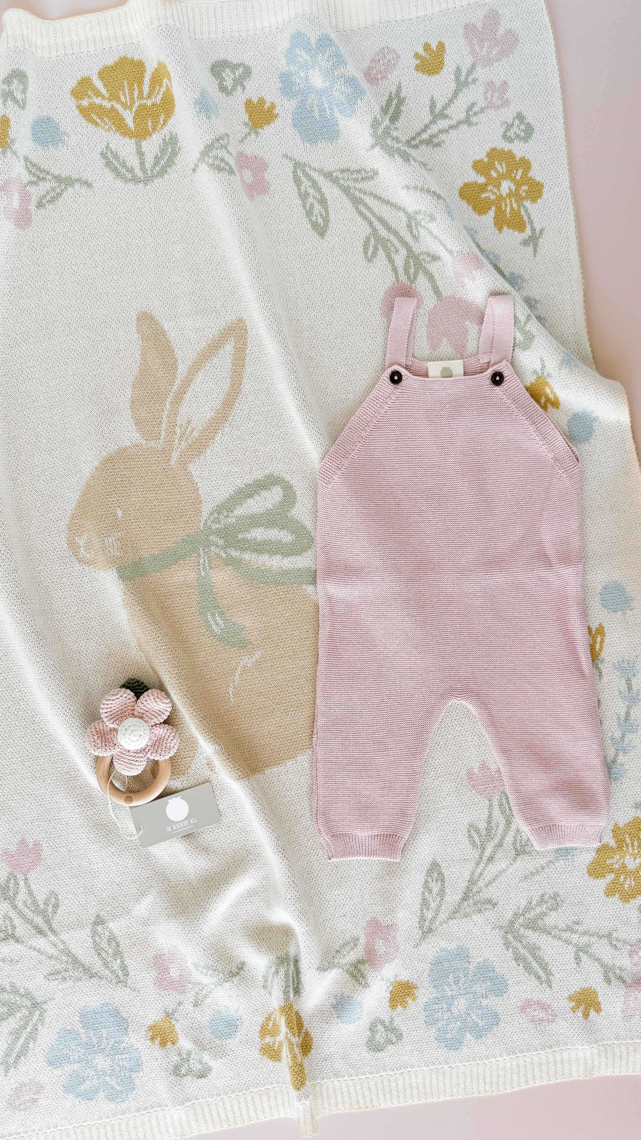 Pastel Floral Bunny Blanket | Organic Cotton