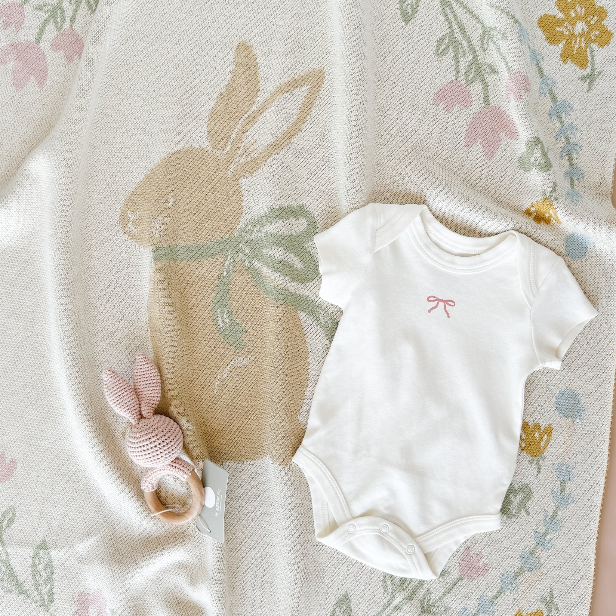 Pastel Floral Bunny Blanket | Organic Cotton