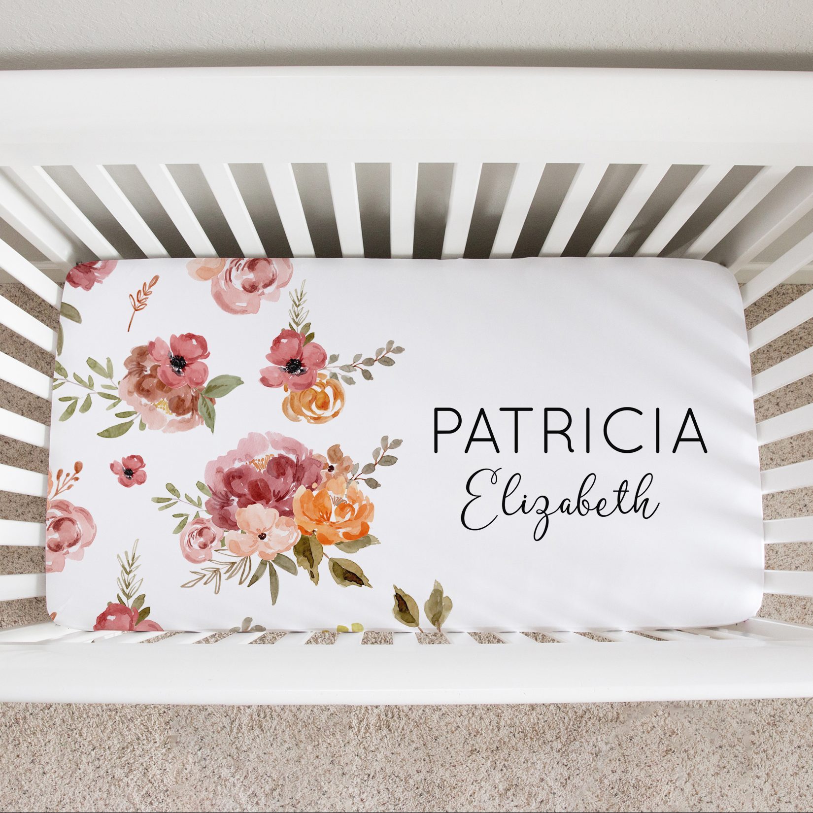 Custom Crib Sheet - Floral Baby Bedding With Soft Breathable Fabric | Durable Snug Fit