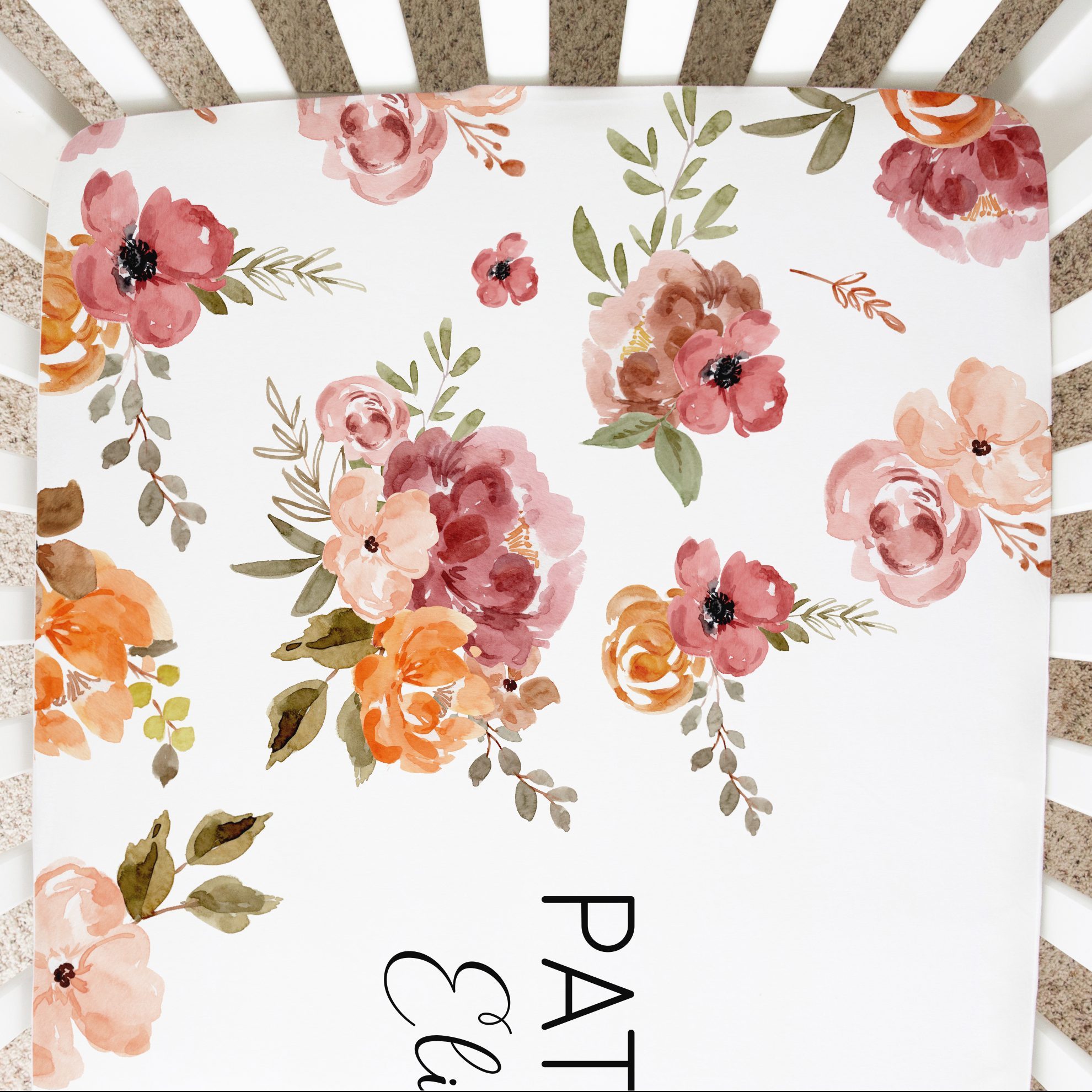 Custom Crib Sheet - Floral Baby Bedding With Soft Breathable Fabric | Durable Snug Fit