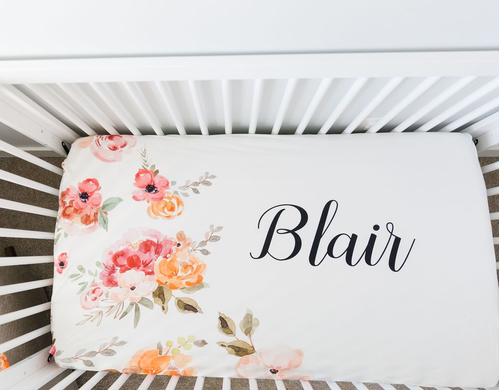 Custom Crib Sheet - Floral Baby Bedding With Soft Breathable Fabric | Durable Snug Fit
