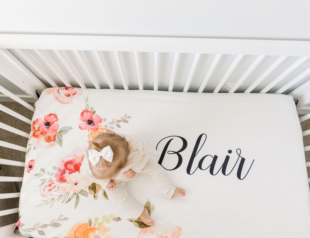 Custom Crib Sheet - Floral Baby Bedding With Soft Breathable Fabric | Durable Snug Fit