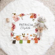Baby Lovey Blanket - Soft Minky Fur Ribbon Taggie Small Square Blanket Gift