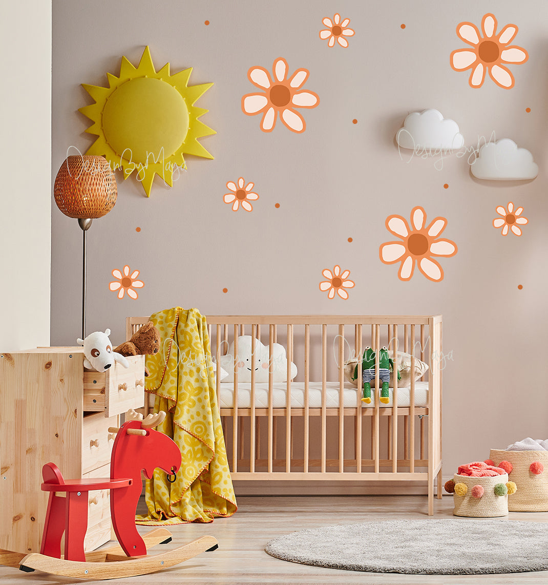 Daisy Flowers - Fabric Nursery Wall Art Decals