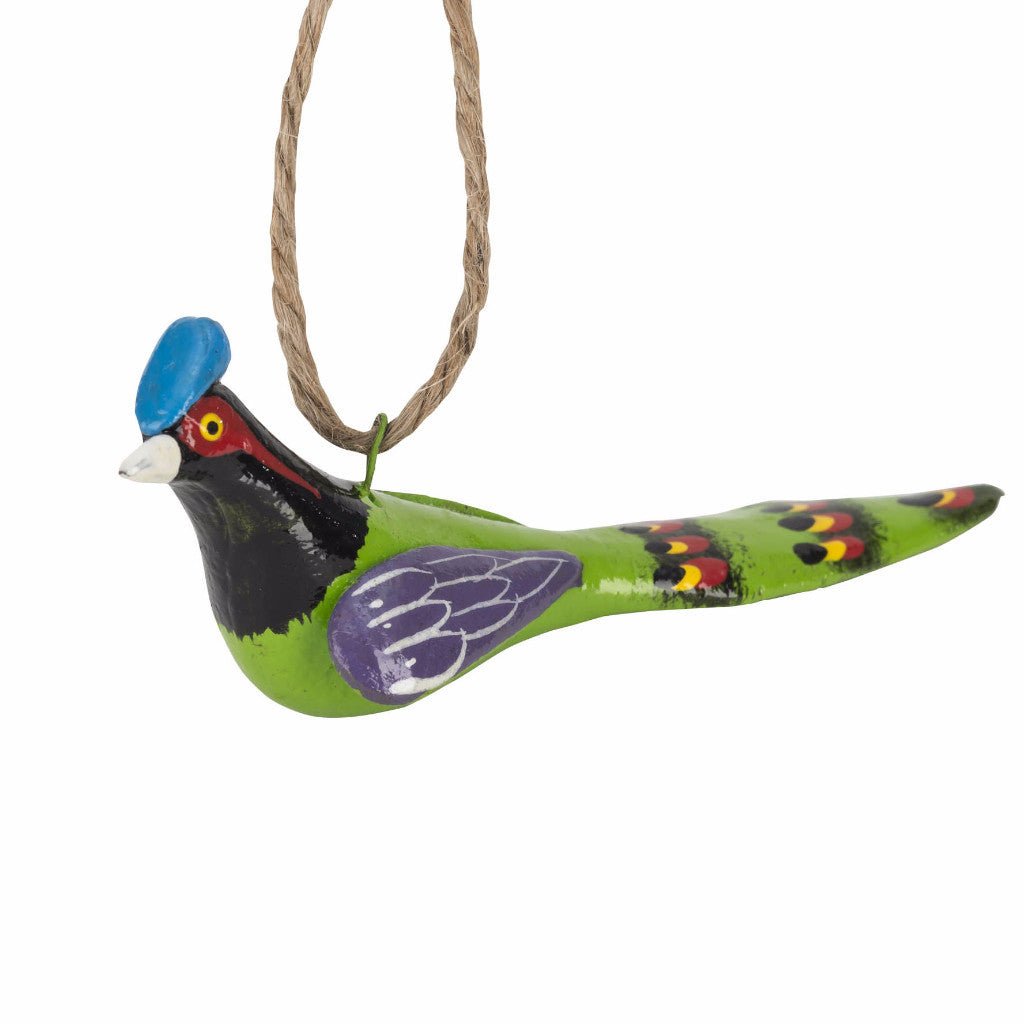 Peacock Christmas Ornament Hand Painted Ceramic