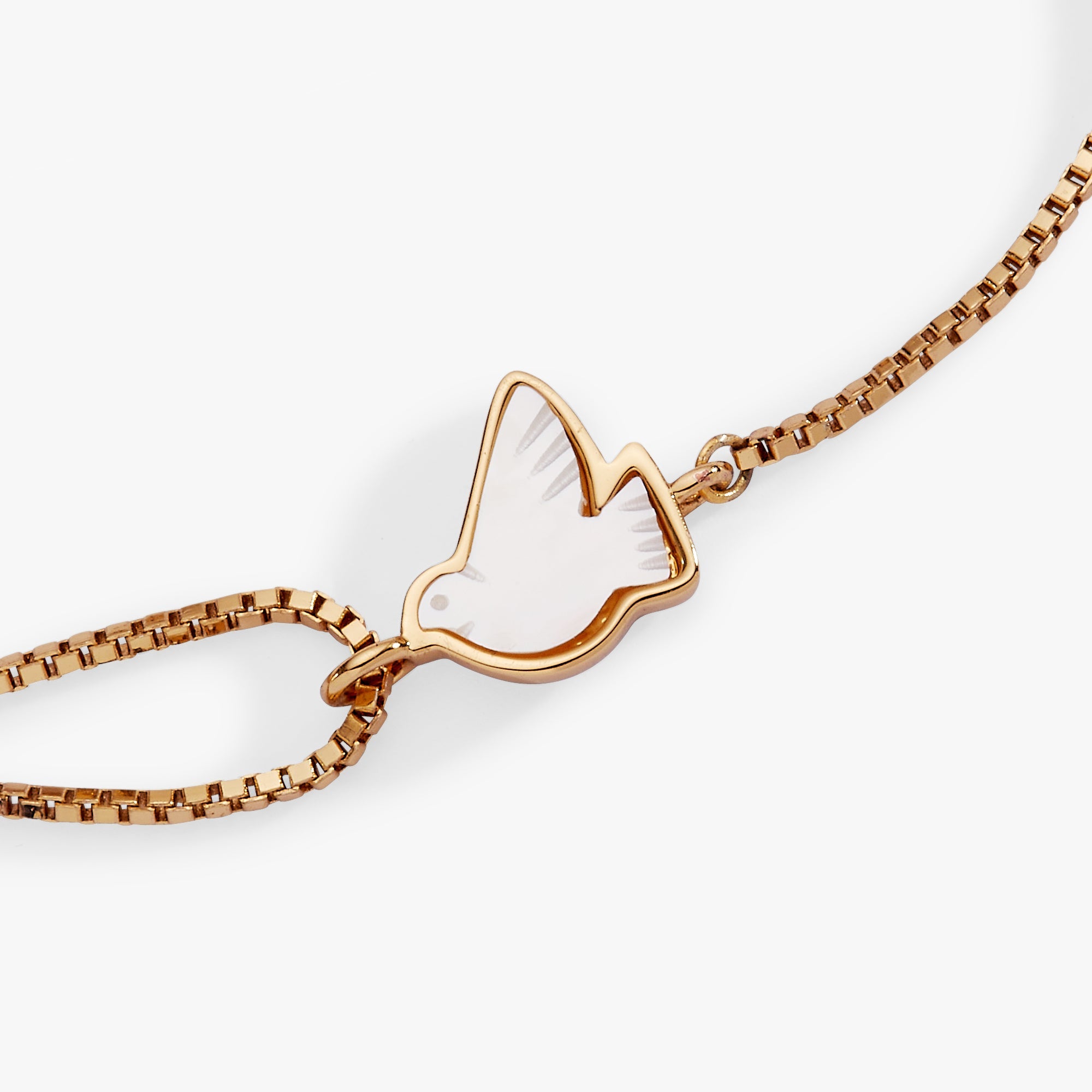 Dove 'peace' Mother Of Pearl Pull Chain Bracelet