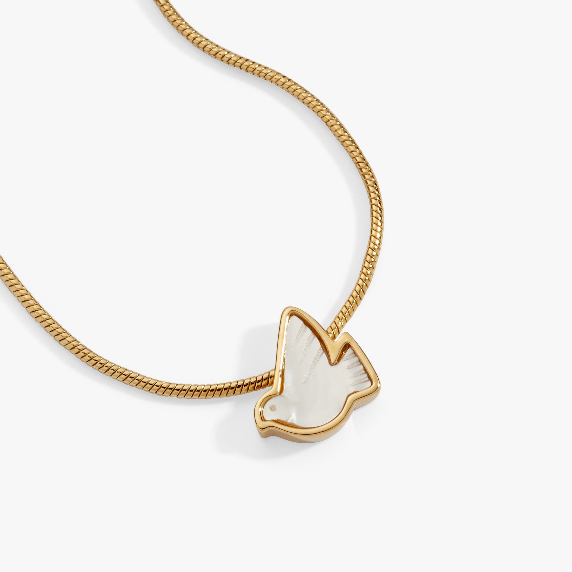 Pearlized Dove 'peace' Slider Necklace