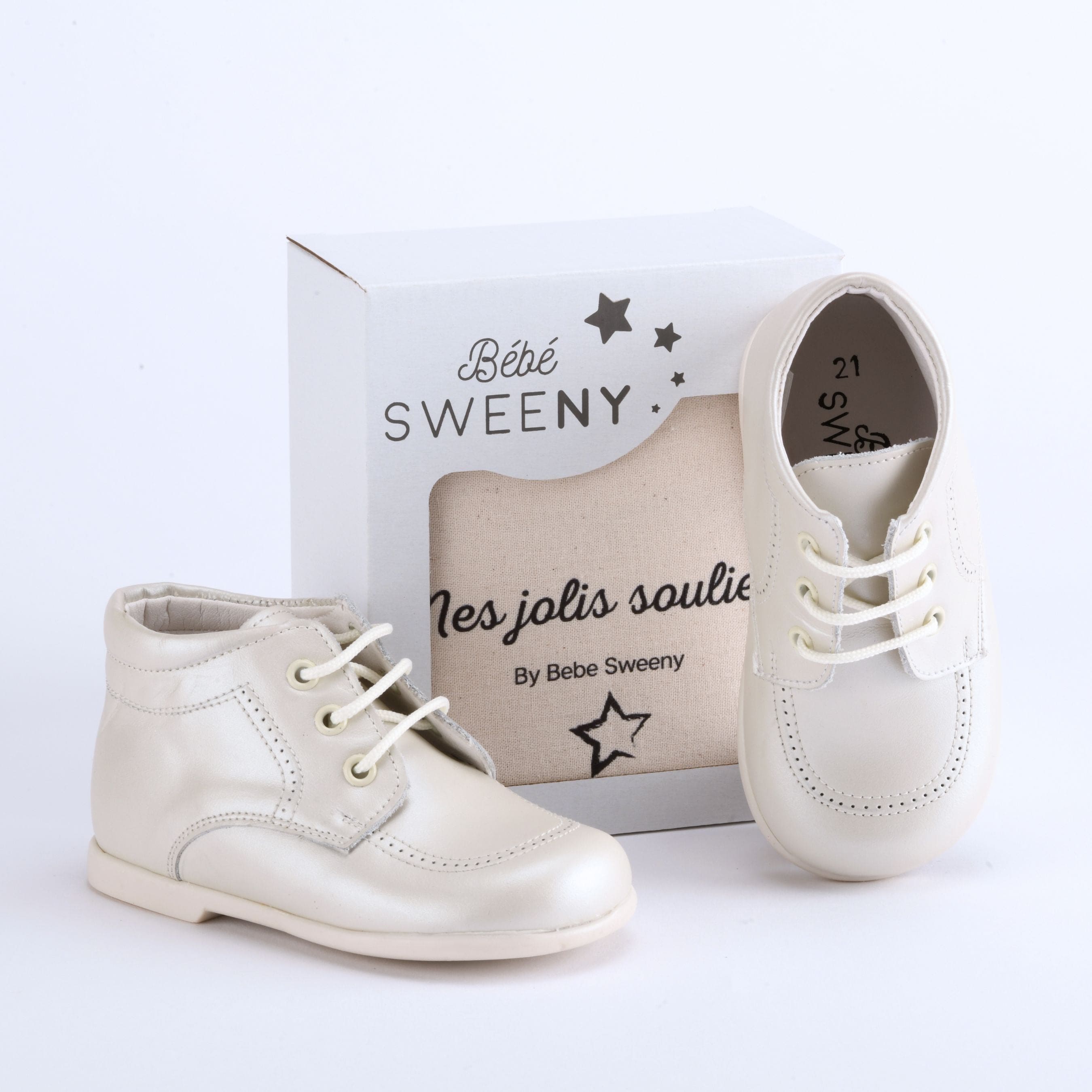 Pearly Ivory Leather Walker Shoes