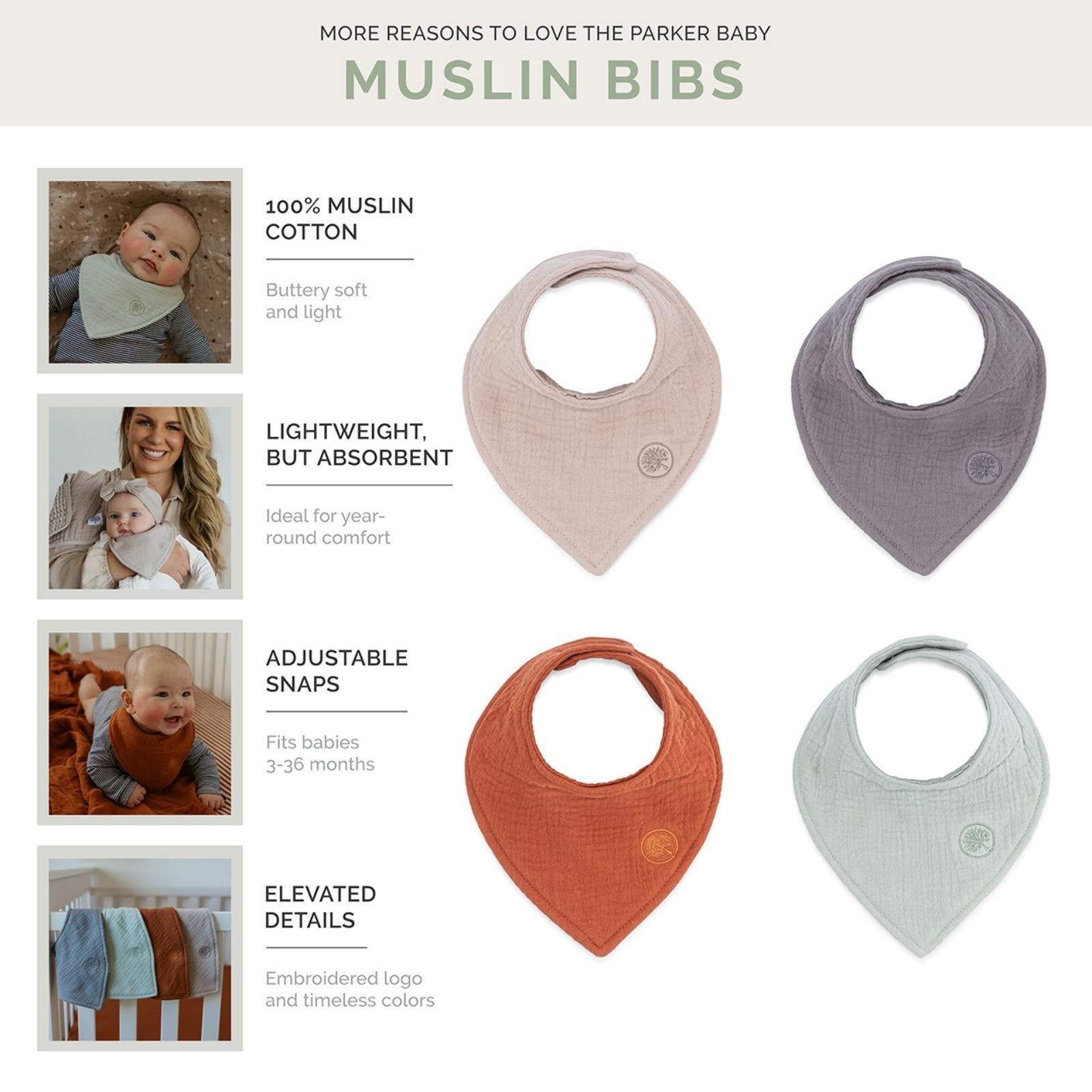 Pebble Muslin Bandana Bibs Set (4-pack)