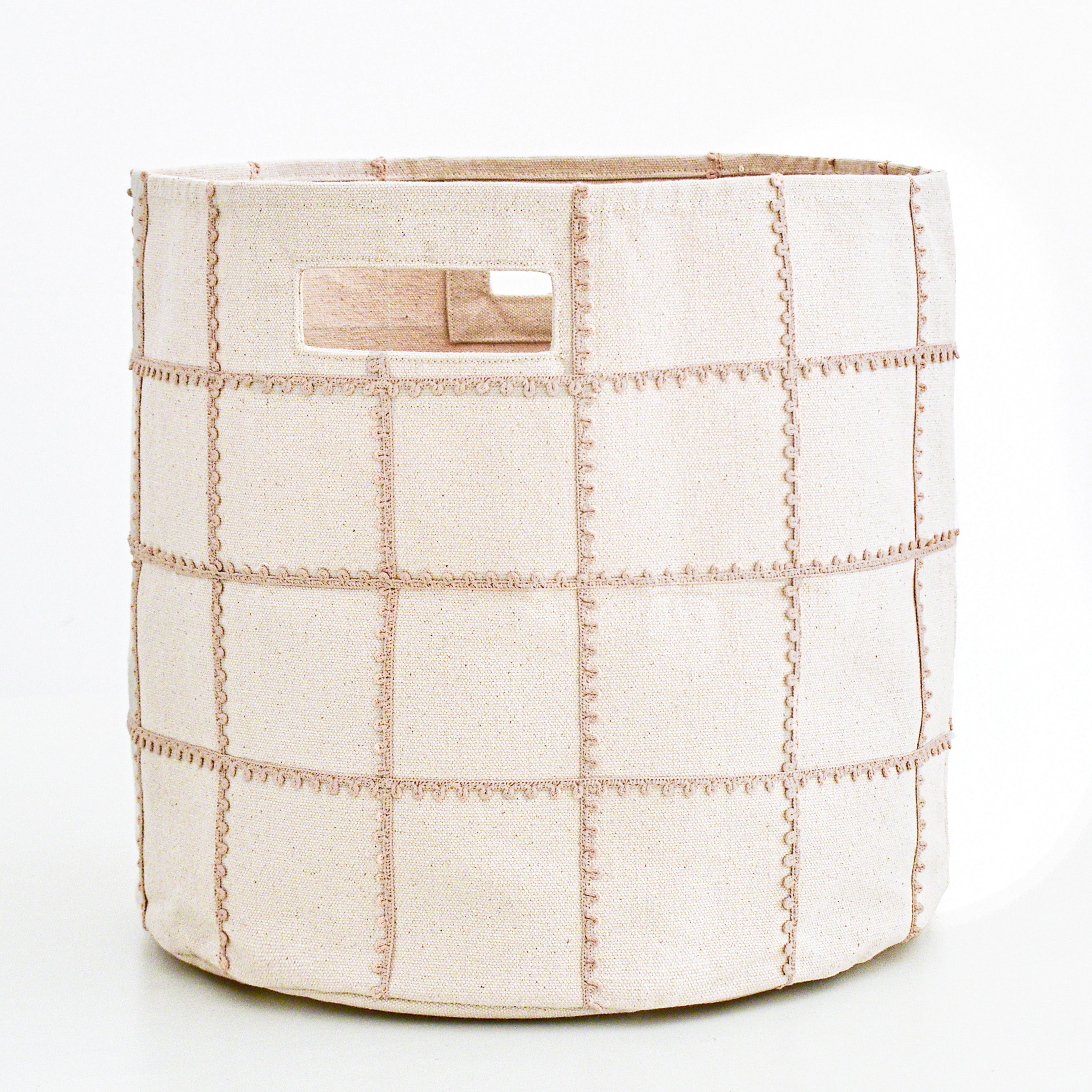 Handmade Canvas Storage Basket Lace - Pecan