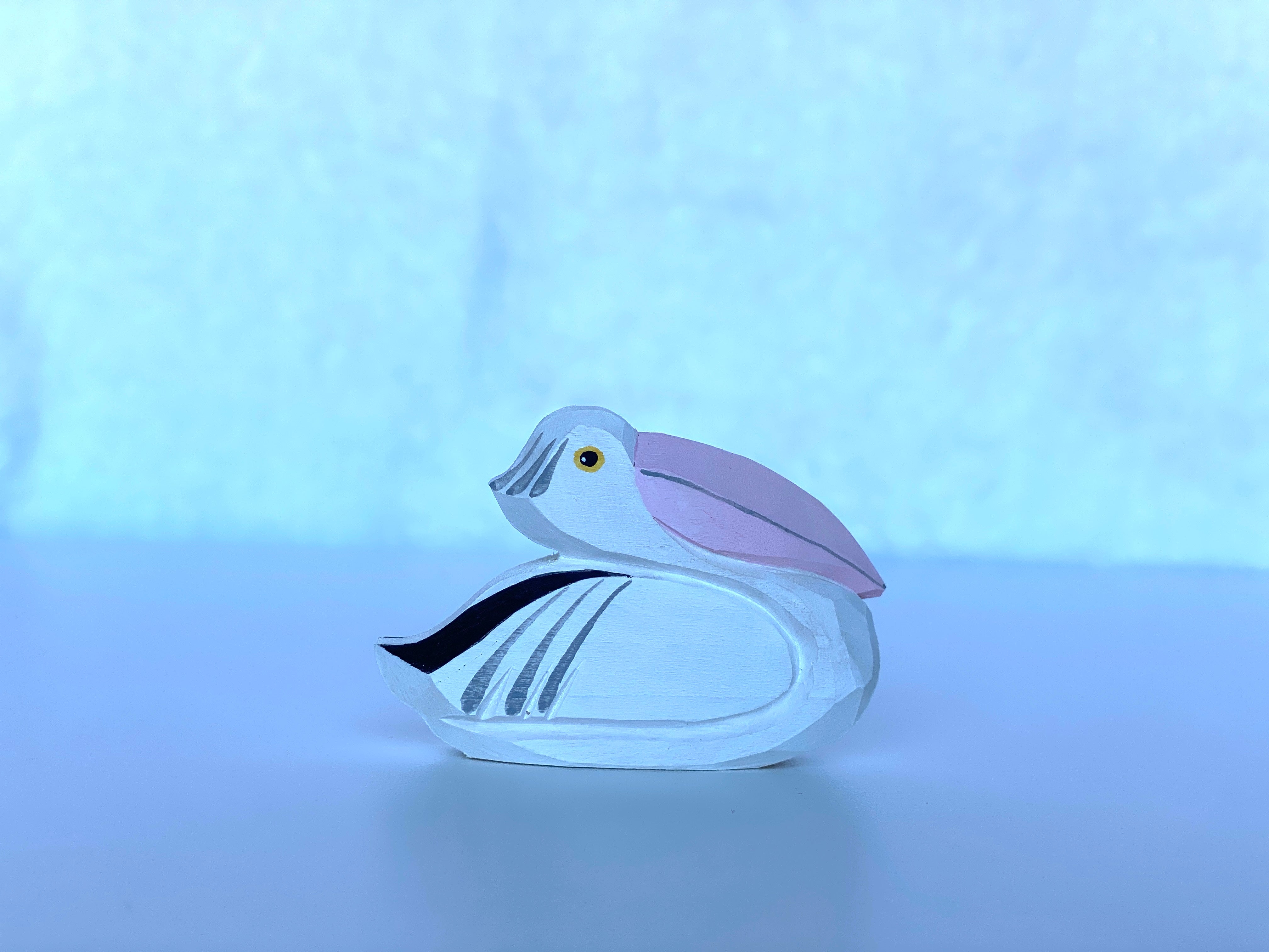 Hand Carved Wooden Pelican Toy Set Of 3