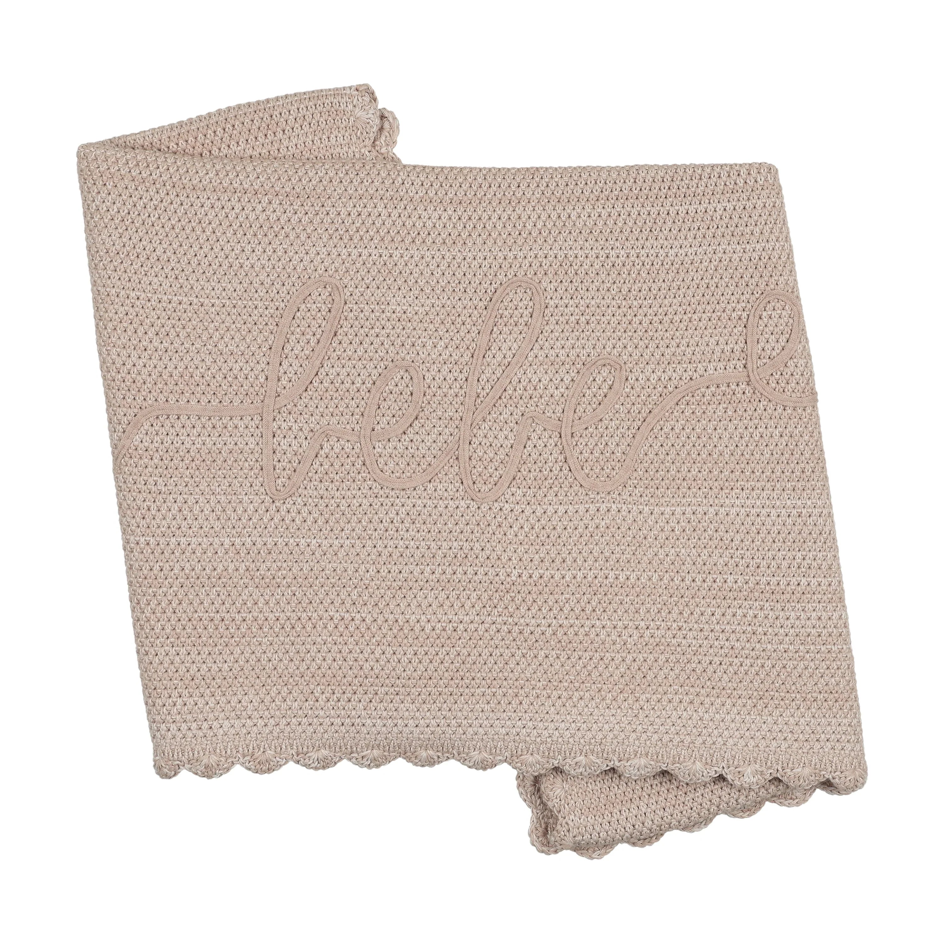 Peluche Melange Scalloped Ribbon Stitching Blanket